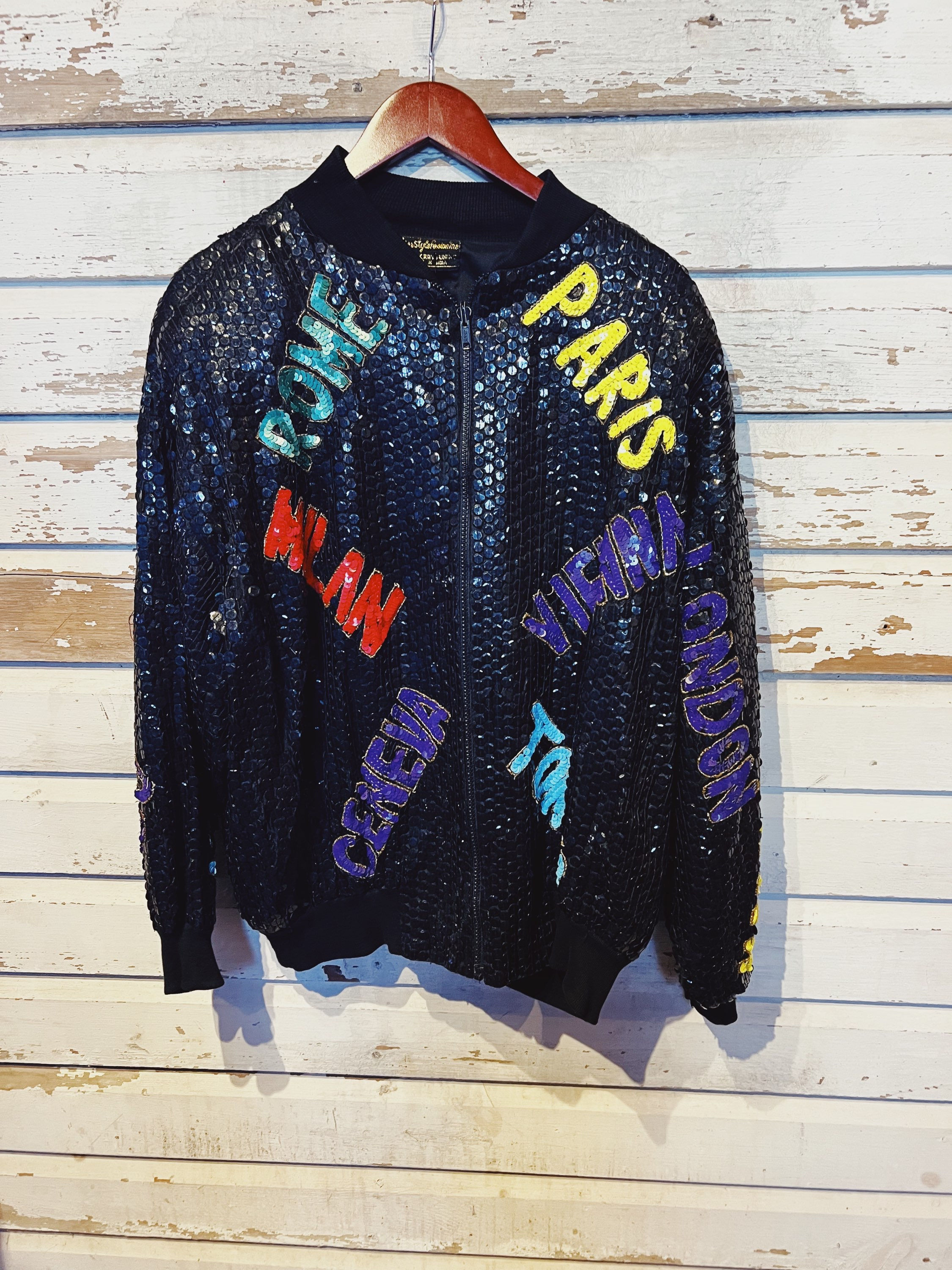 c.1980s Sequin Worldwide Bomber [M/L] 