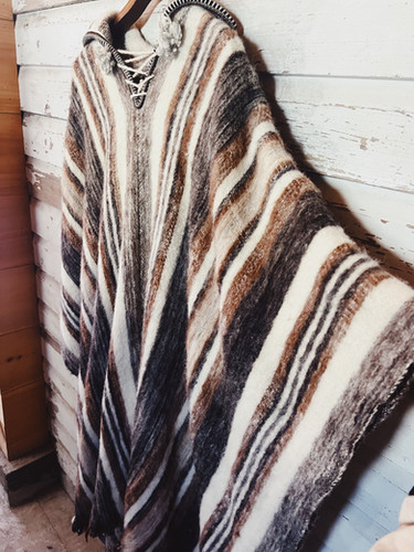 ジャケット・アウター Vintage 70s Peru alpaca poncho Vintage Alpaca Peru Wool Brown Greek Key Poncho | North Fork