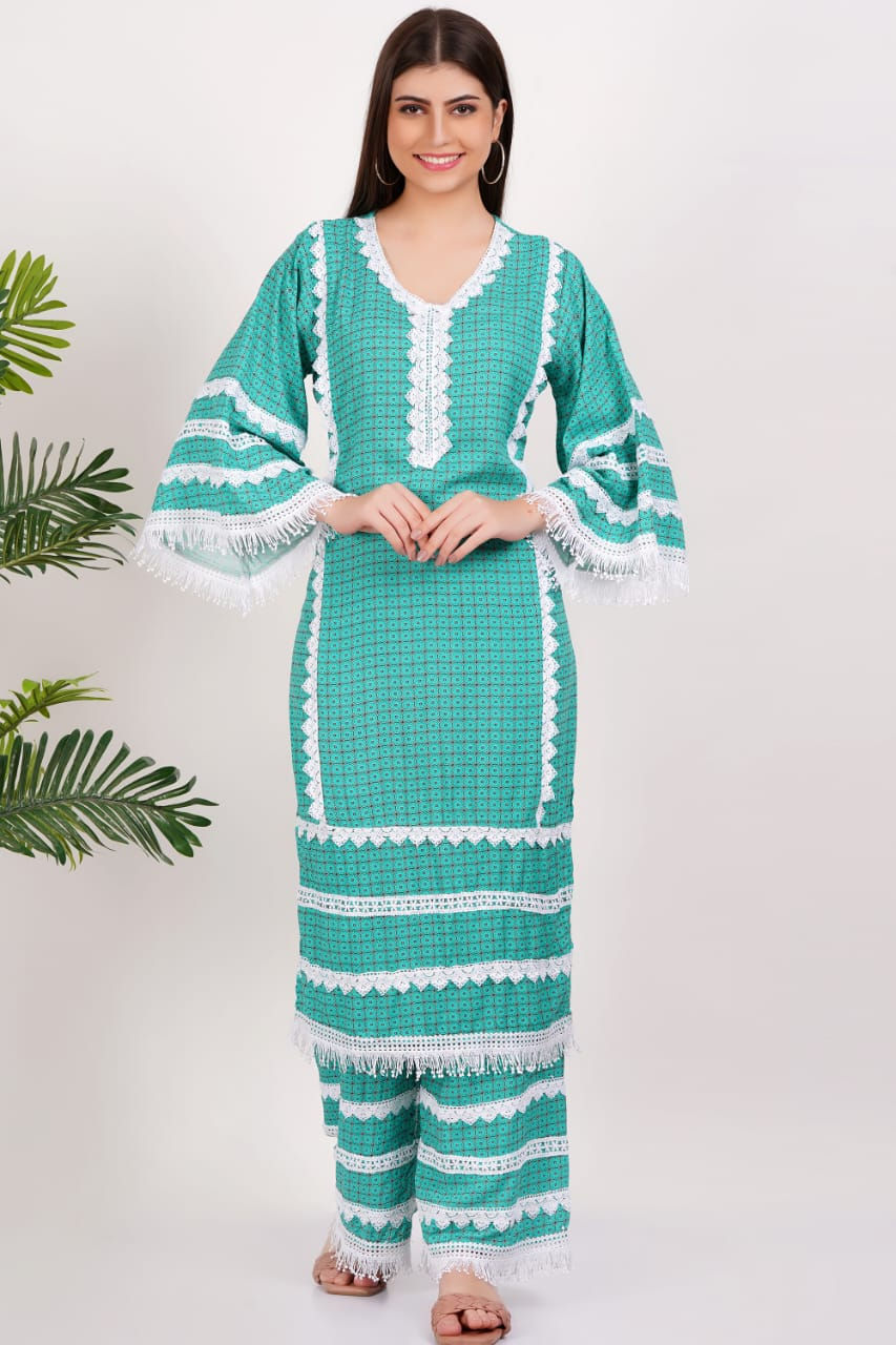 Indian Straight Kurti Pant with Dupatta for Women