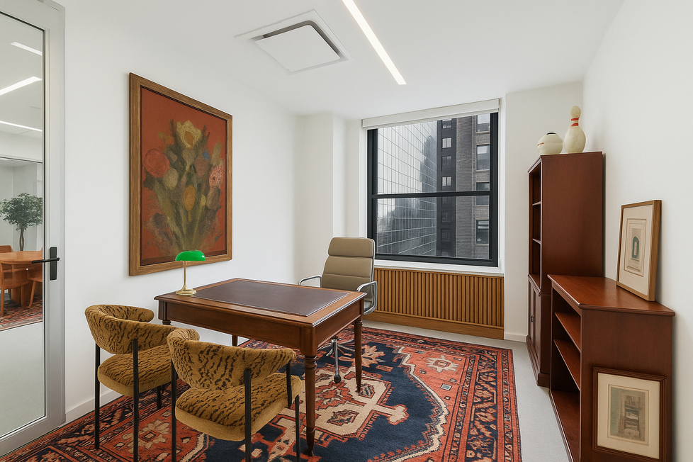 Wells Hill Partners office lounge design interior architecture Midtown Manhattan by Re: Design Architects