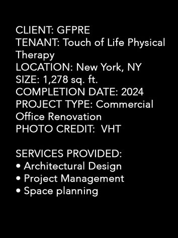 Modern waiting area with custom finishes and comfortable seating at Touch of Life PT”