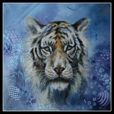 mixed media, acryl, spray, original, unique, wildlife, tiger, bigcats, popart,