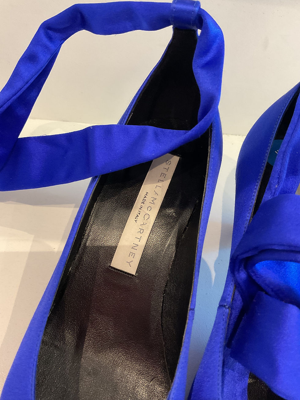Thumbnail: Stella McCartney royal blue satin heeled shoes size 3.5 