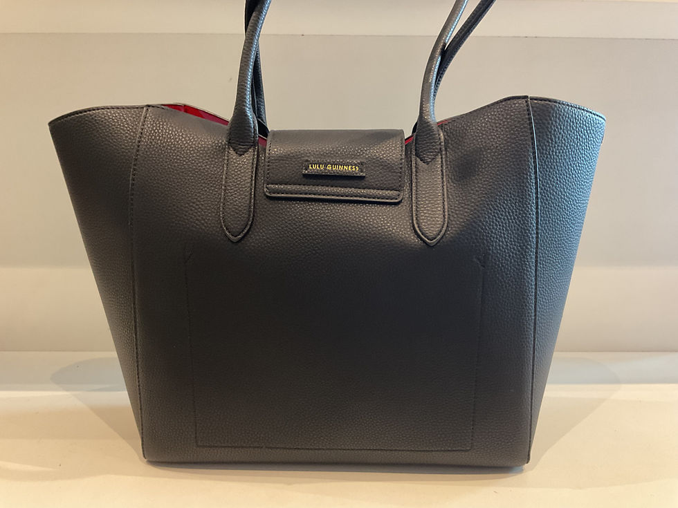 Thumbnail: Lulu Guinness black faux leather cupids bow “Sofia” tote bag  