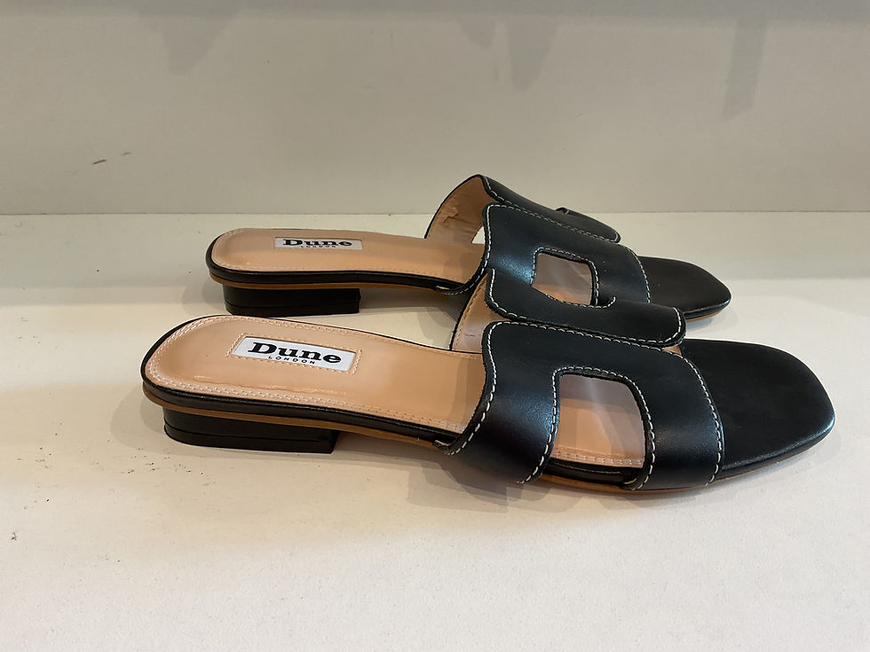 Thumbnail: Dune black / white contrast stitching sandals size 4