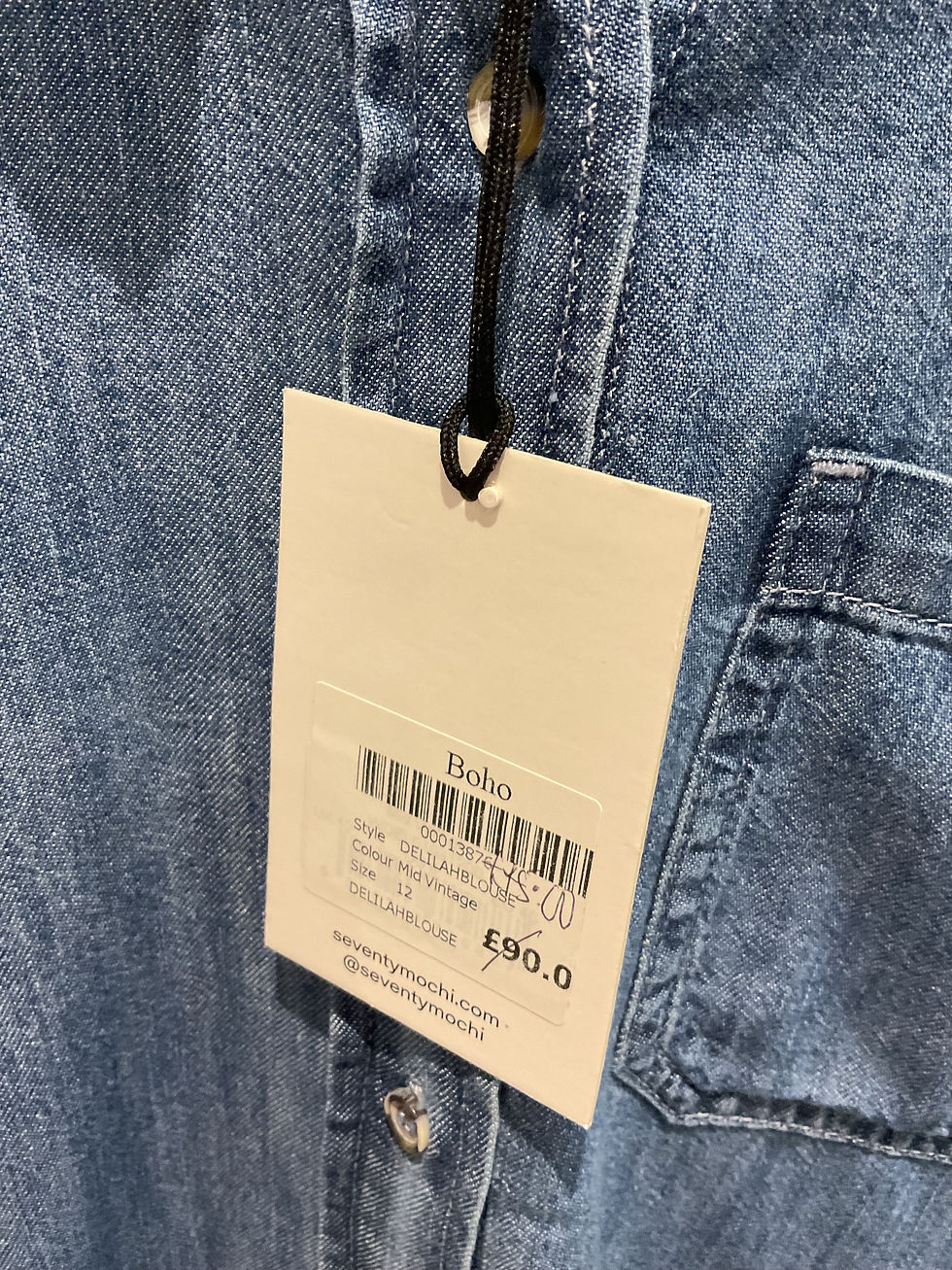 Thumbnail: Seventy + mochi denim “boho” blouse size 12