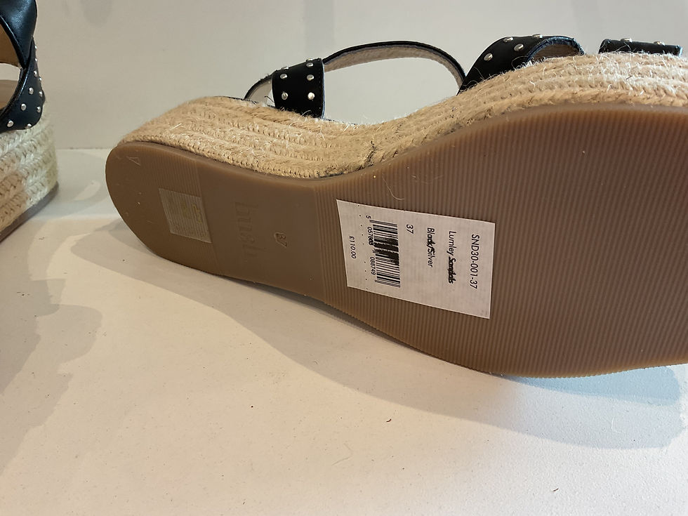 Thumbnail: Hush black leather silver stud platform sandals size 4