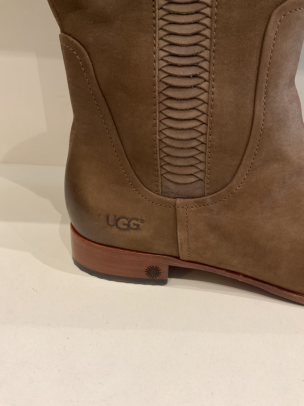 Thumbnail: Ugg Brown Leather Mid Calf Boots Size 5 New Without Box
