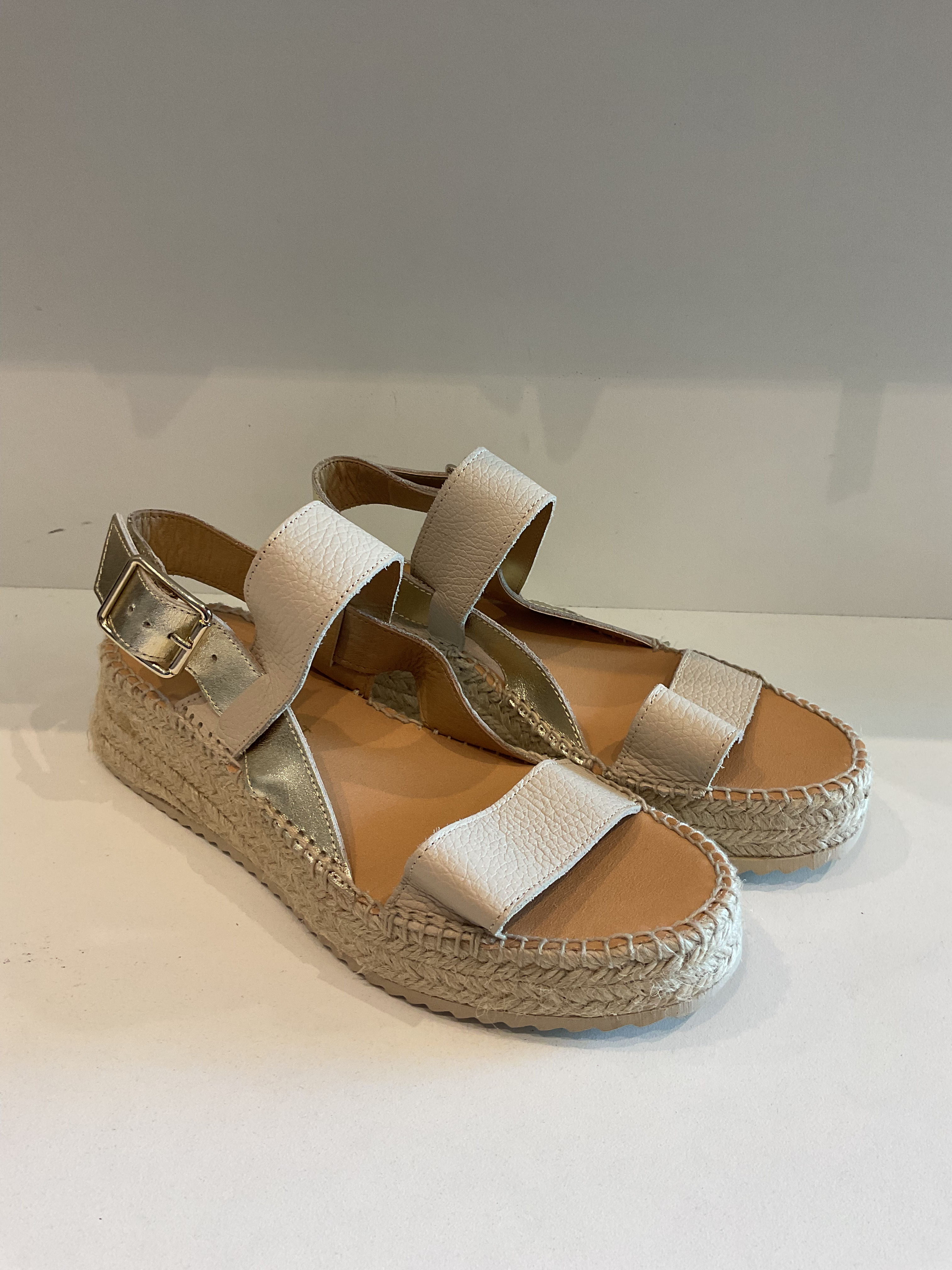Mint velvet cream/gold strappy espadrilles size 4