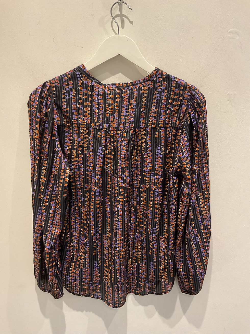 Thumbnail: Molin Copenhagen “Salome” black/orange long sleeve blouse size XS