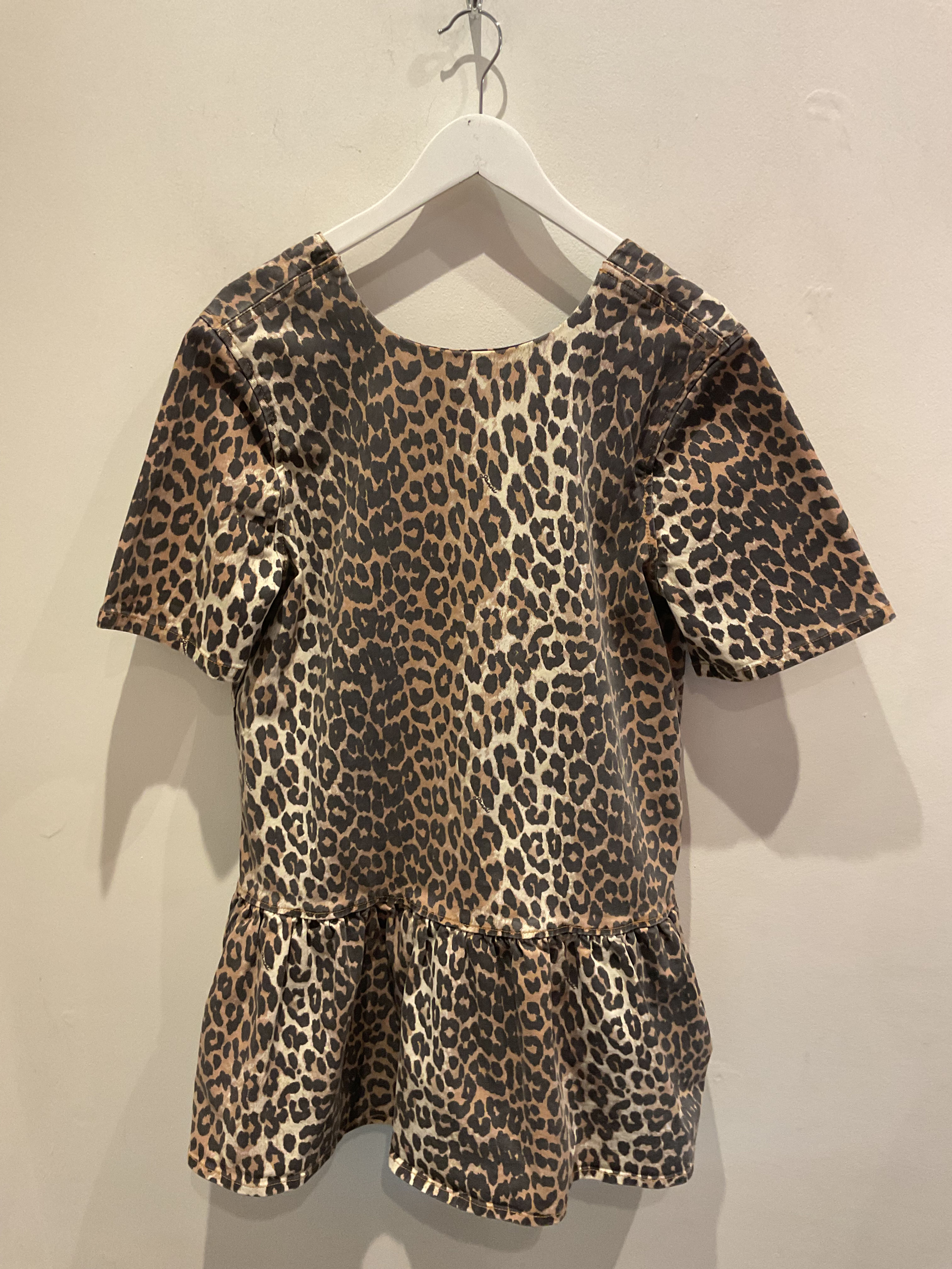 Ganni animal print brown/black denim dress size M