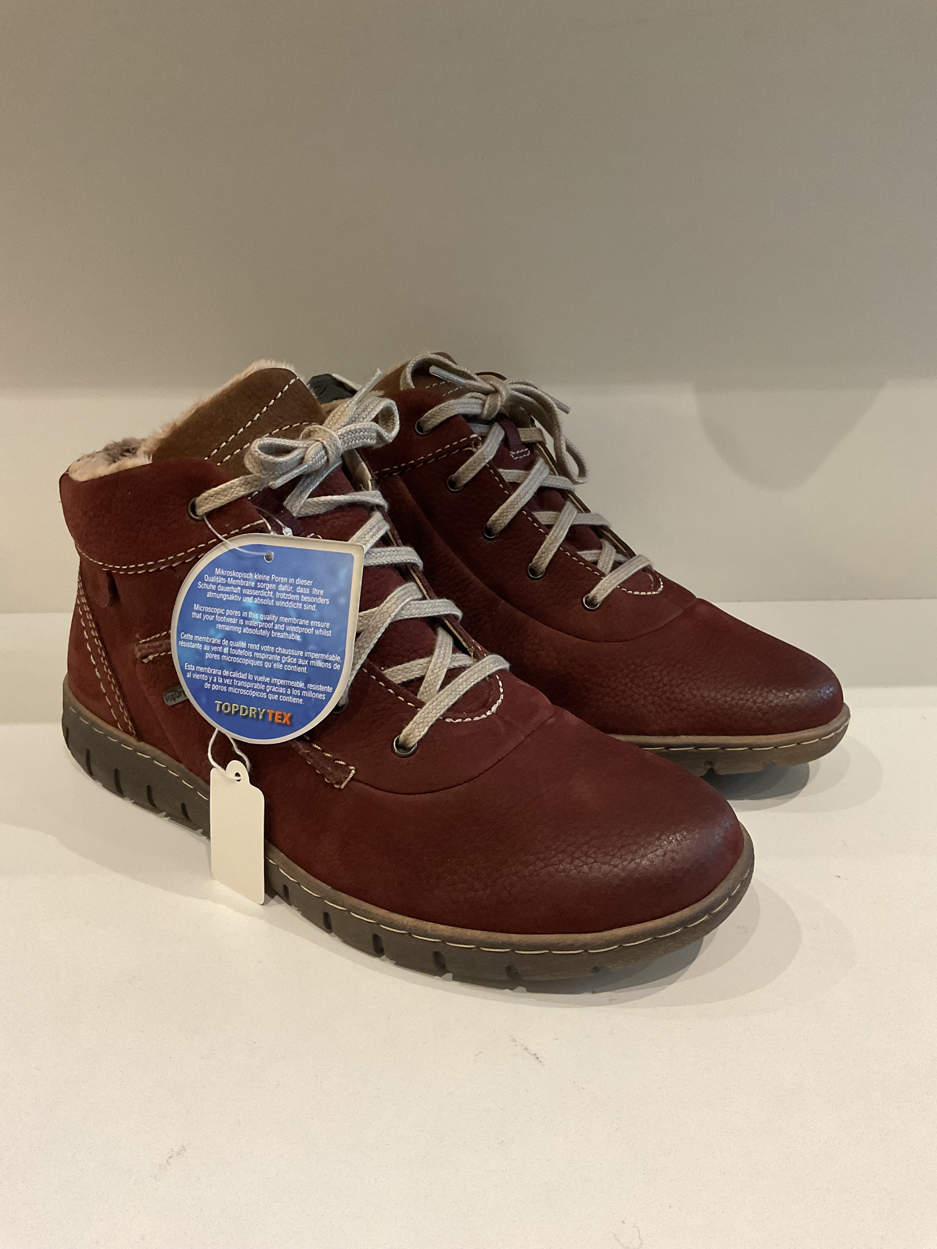 Josef seibel topdry tex burgundy ankle boots size 7 (40)