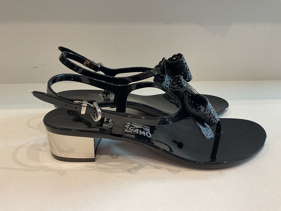 Thumbnail: Salvatore Ferragamo black heeled sandals size 5 (38)