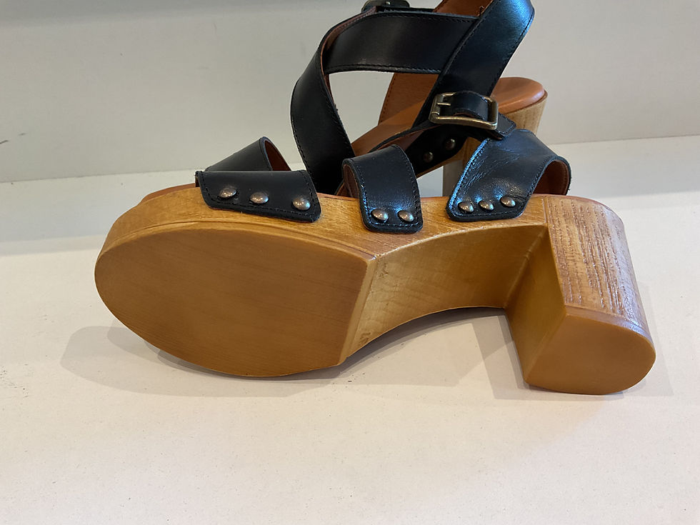 Thumbnail: Mint velvet black chunky thick strap sandals size 4 