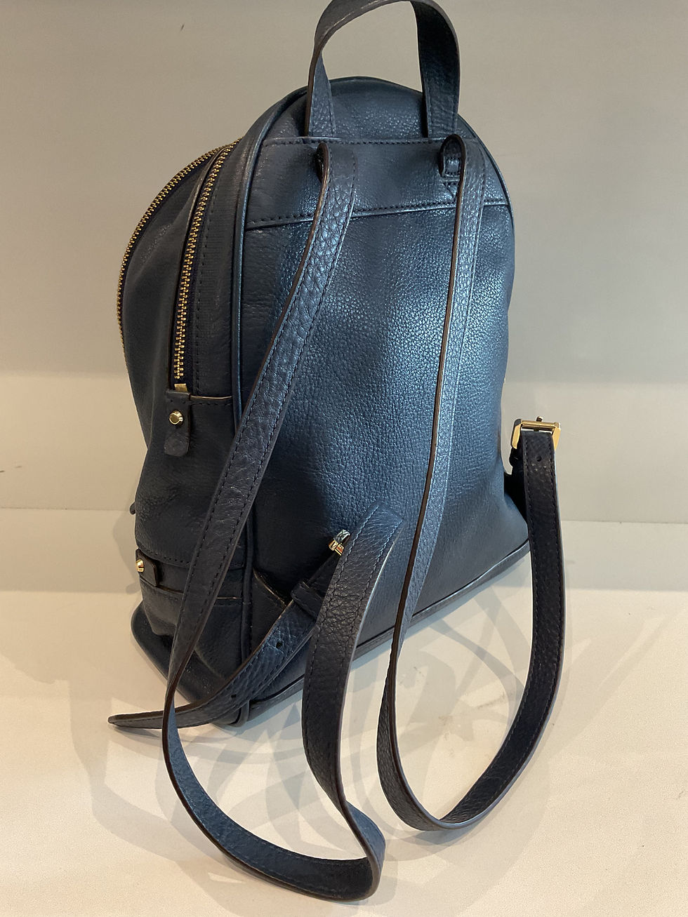 Thumbnail: Michael Kors navy blue leather backpack 