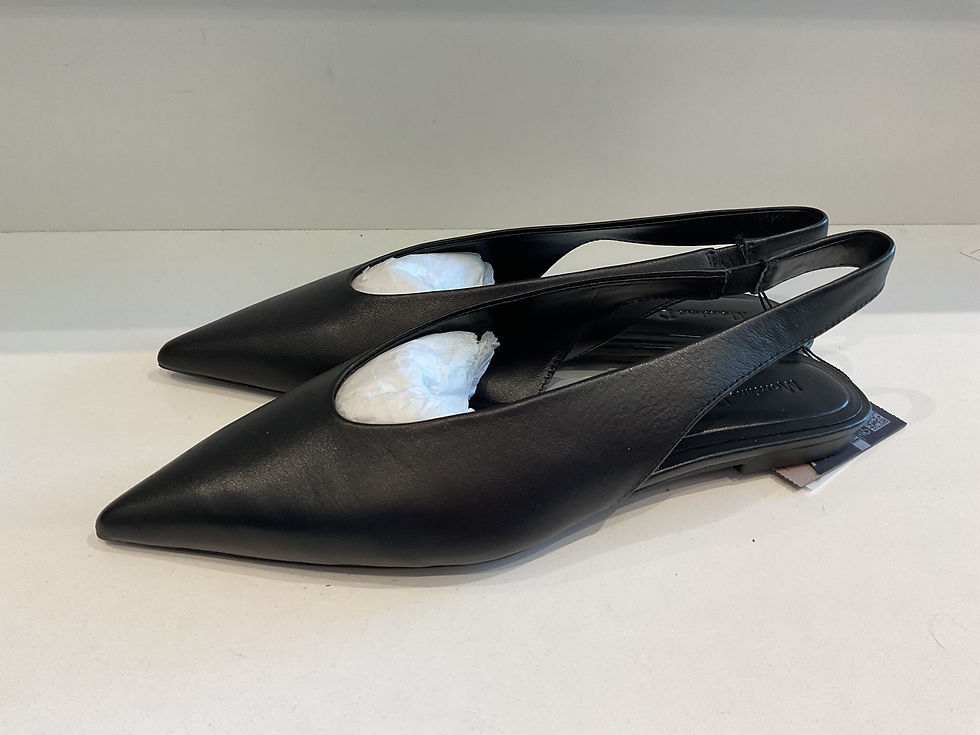 Thumbnail: Massimo Dutti black leather  flat slingback sandals size 5 