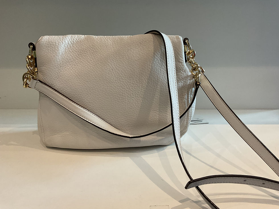 Thumbnail: Michael Kors white leather flap crossbody/shoulder bags