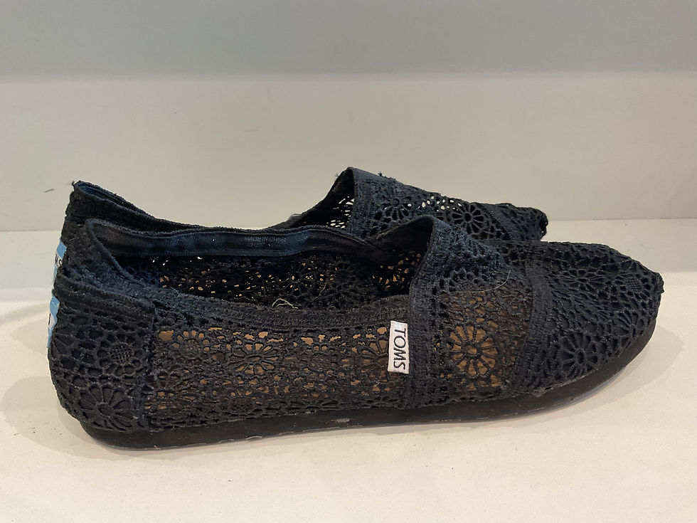 Thumbnail: Toms black crochet slip on shoes size 7.5