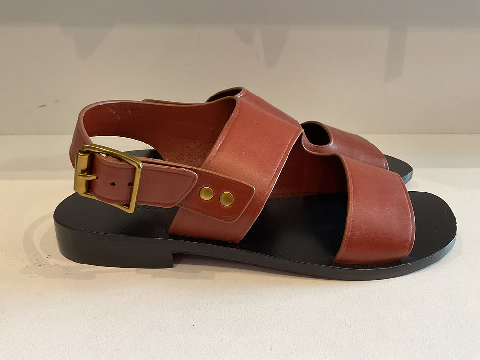 Thumbnail: Soeur tan leather  wide strap sandals size 4