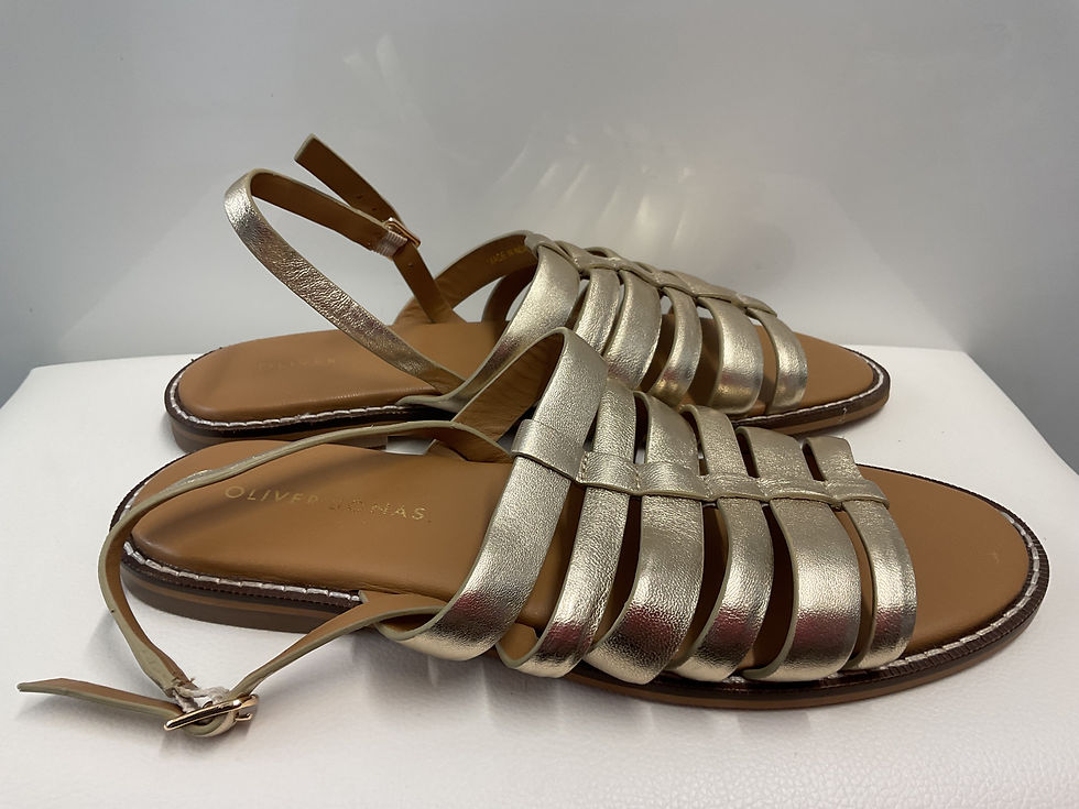 Thumbnail: Oliver Bonas gold metallic strappy sandals size 4 