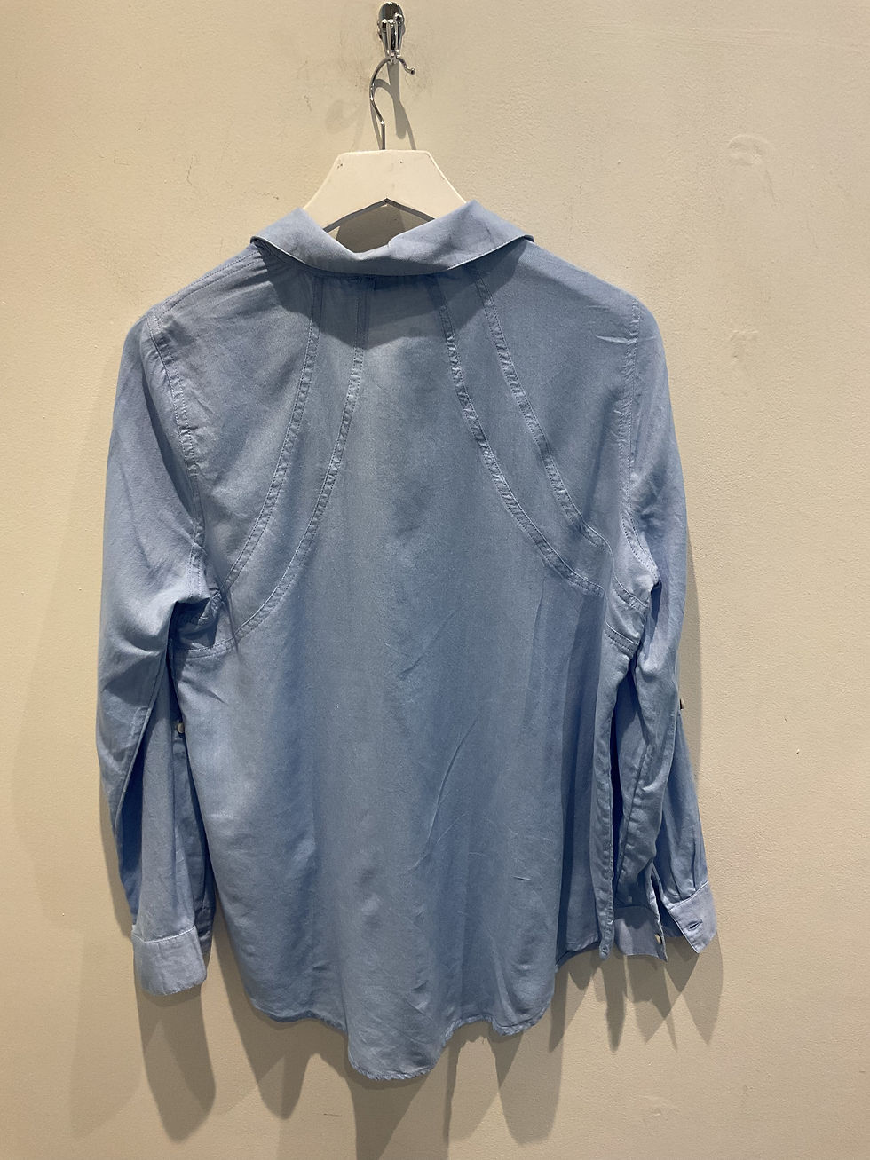 Thumbnail: Mint velvet blue seamed detail shirt size S 