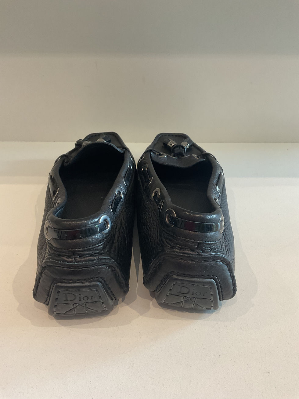 Thumbnail: Christian Dior black leather loafers size 4 (37)