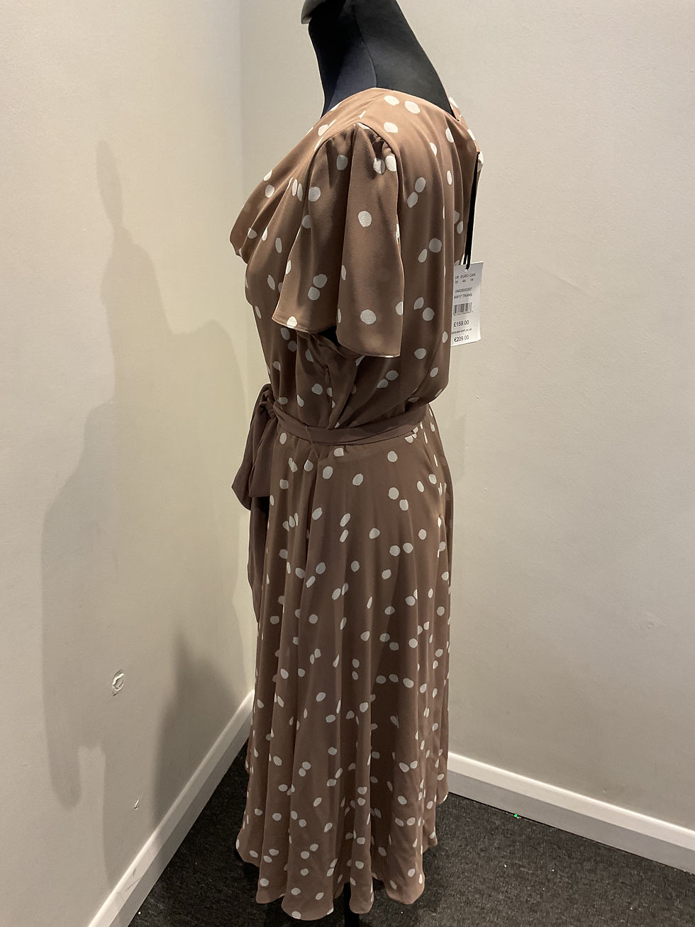 Thumbnail: Jacques vert brown polka dot midi dress size 16