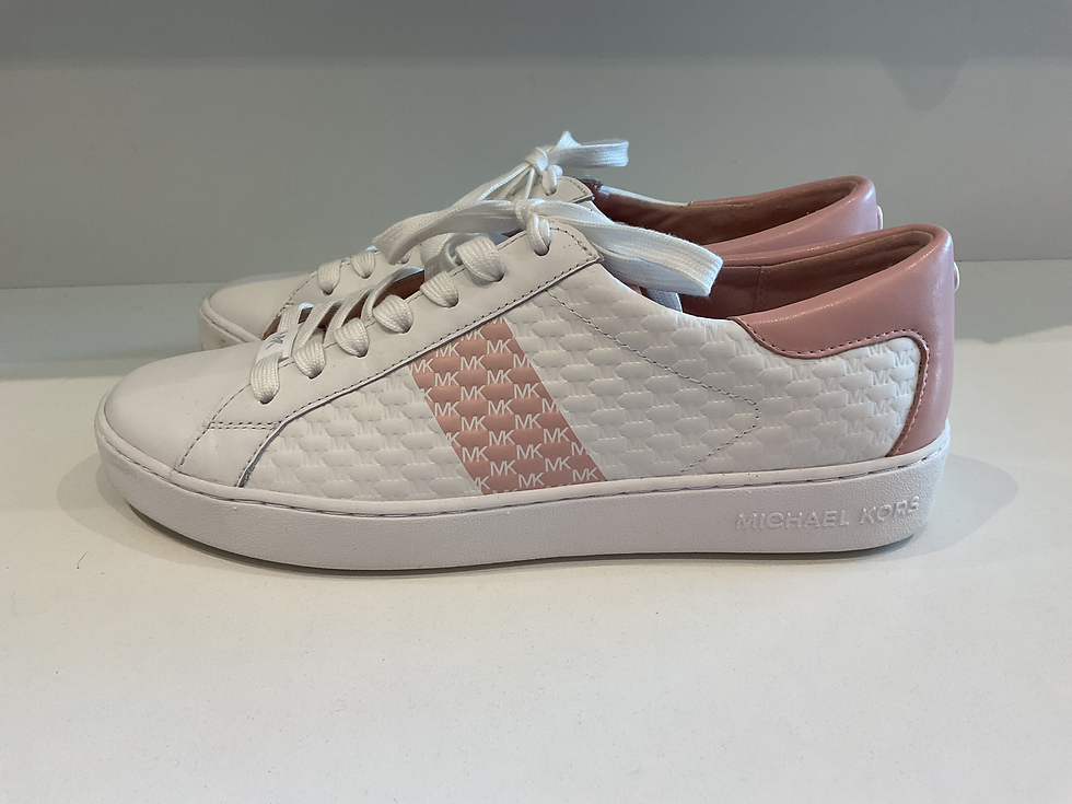 Thumbnail: Michael kors white pink leather trainers size 6.5 