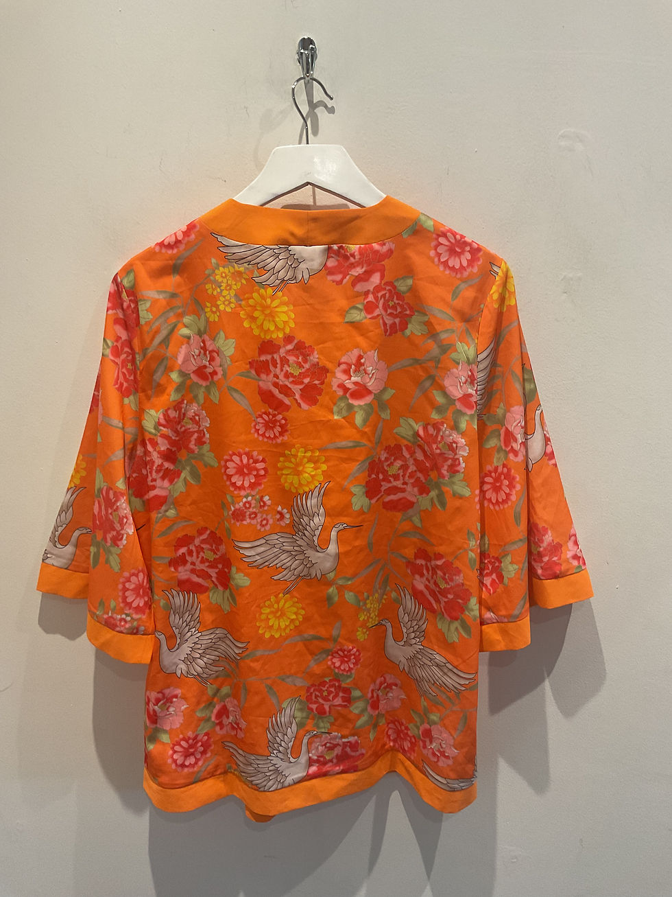 Thumbnail: Cotton Traders orange stork kimono size 14