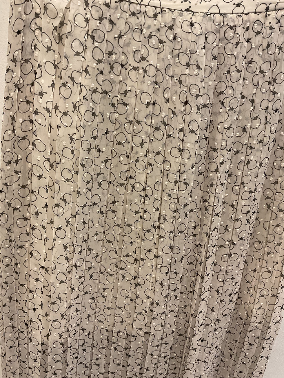Thumbnail: See by Chloe grey strawberry pattern pleated long skirt size 10 