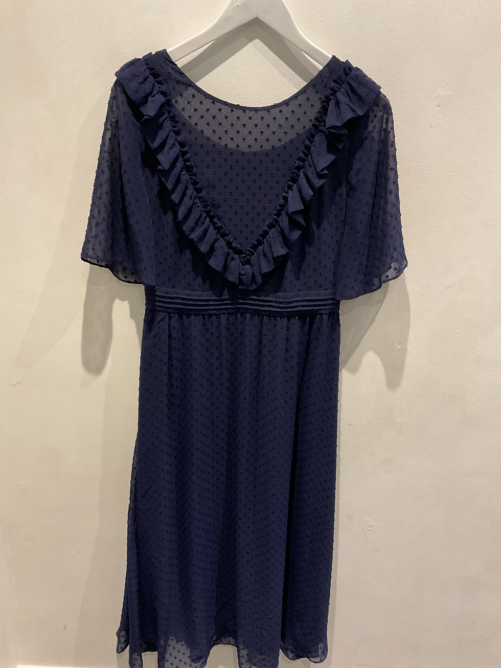 Paris Atelier Other Stories Blue 3/4 Sleeve Sheer Textured Dress Size