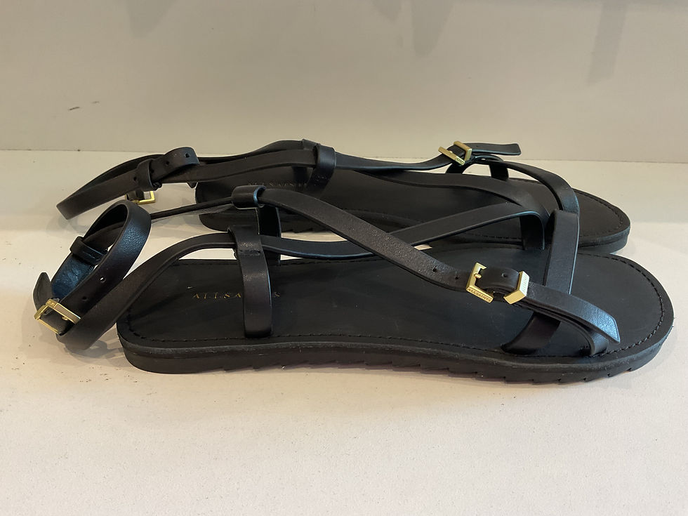 Thumbnail: Allsaints black leather gladiator sandals size 4