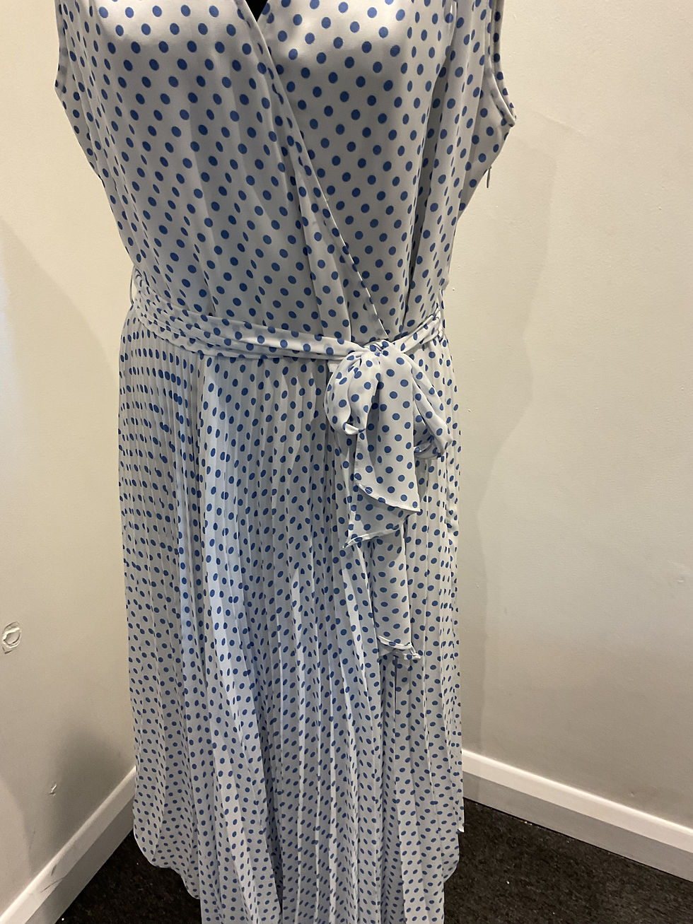Thumbnail: Fenn wright Manson white/blue polka dot dress size 18 