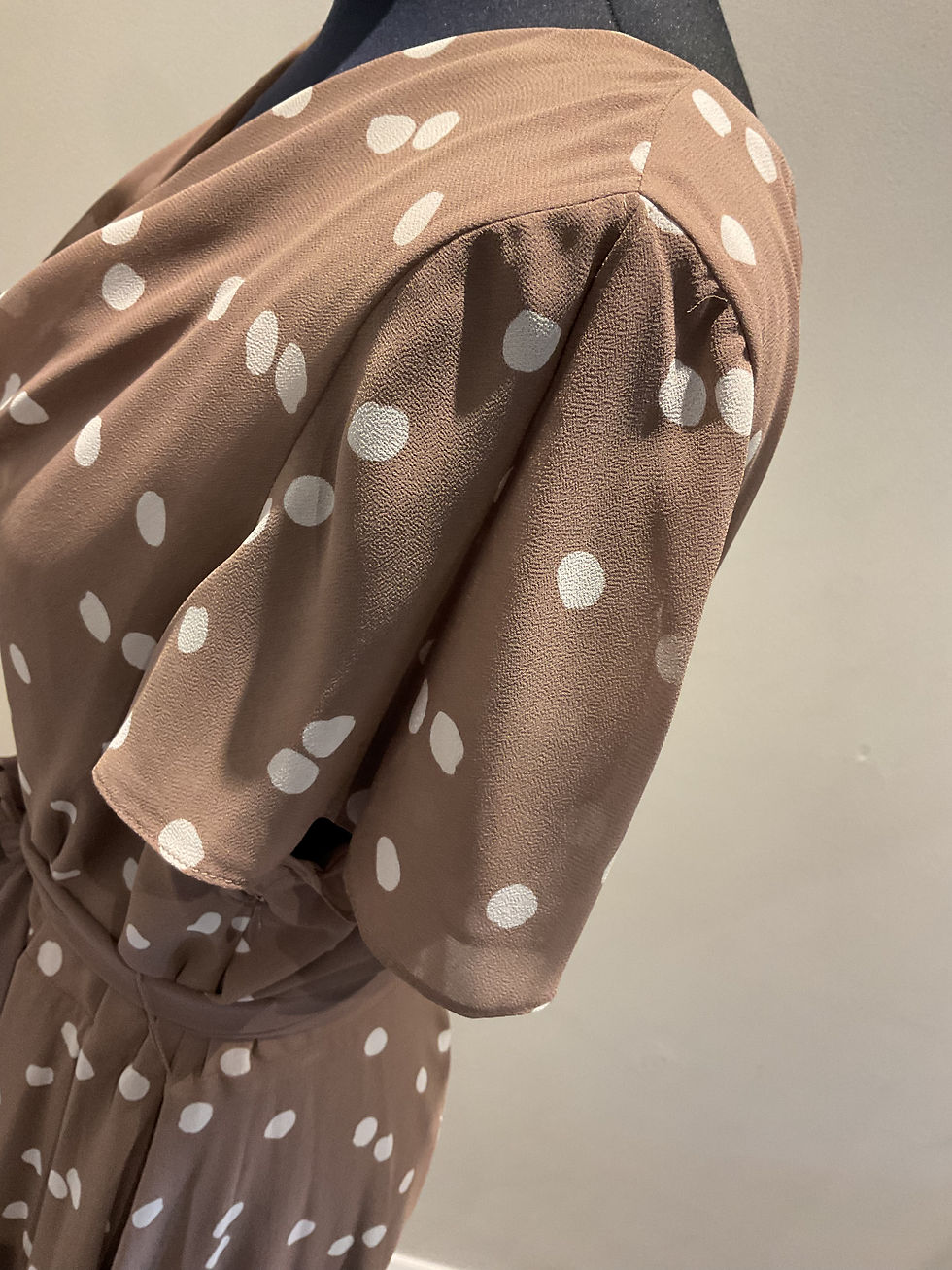 Thumbnail: Jacques vert brown polka dot midi dress size 16