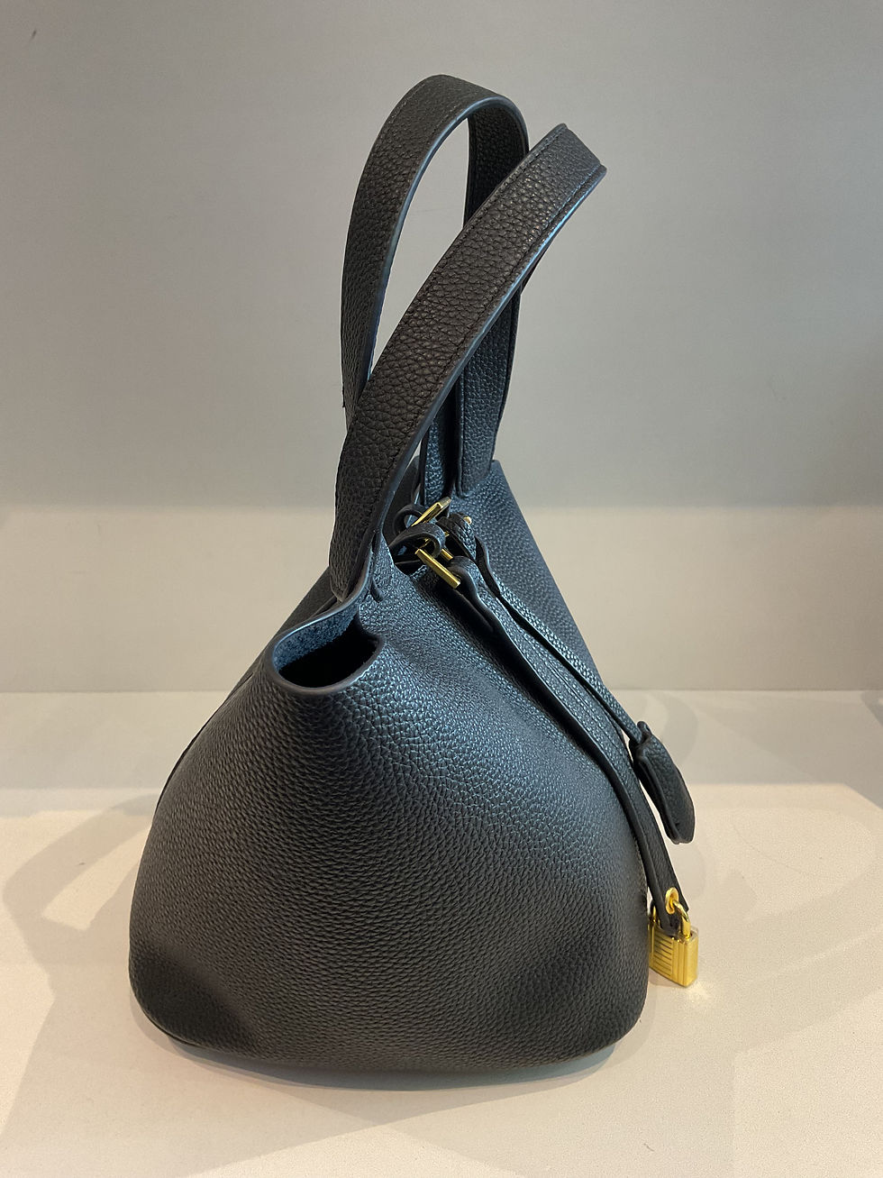 Thumbnail: Black small leather bucket bag