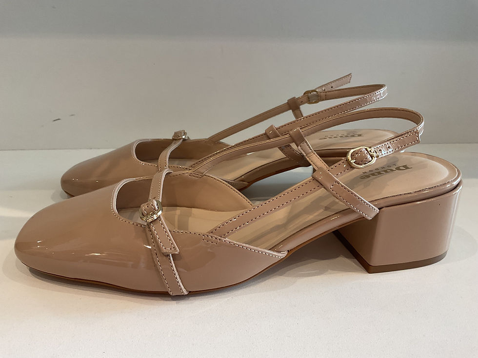 Thumbnail: Dune camel patent square toe slingback block heel size 7 (40)