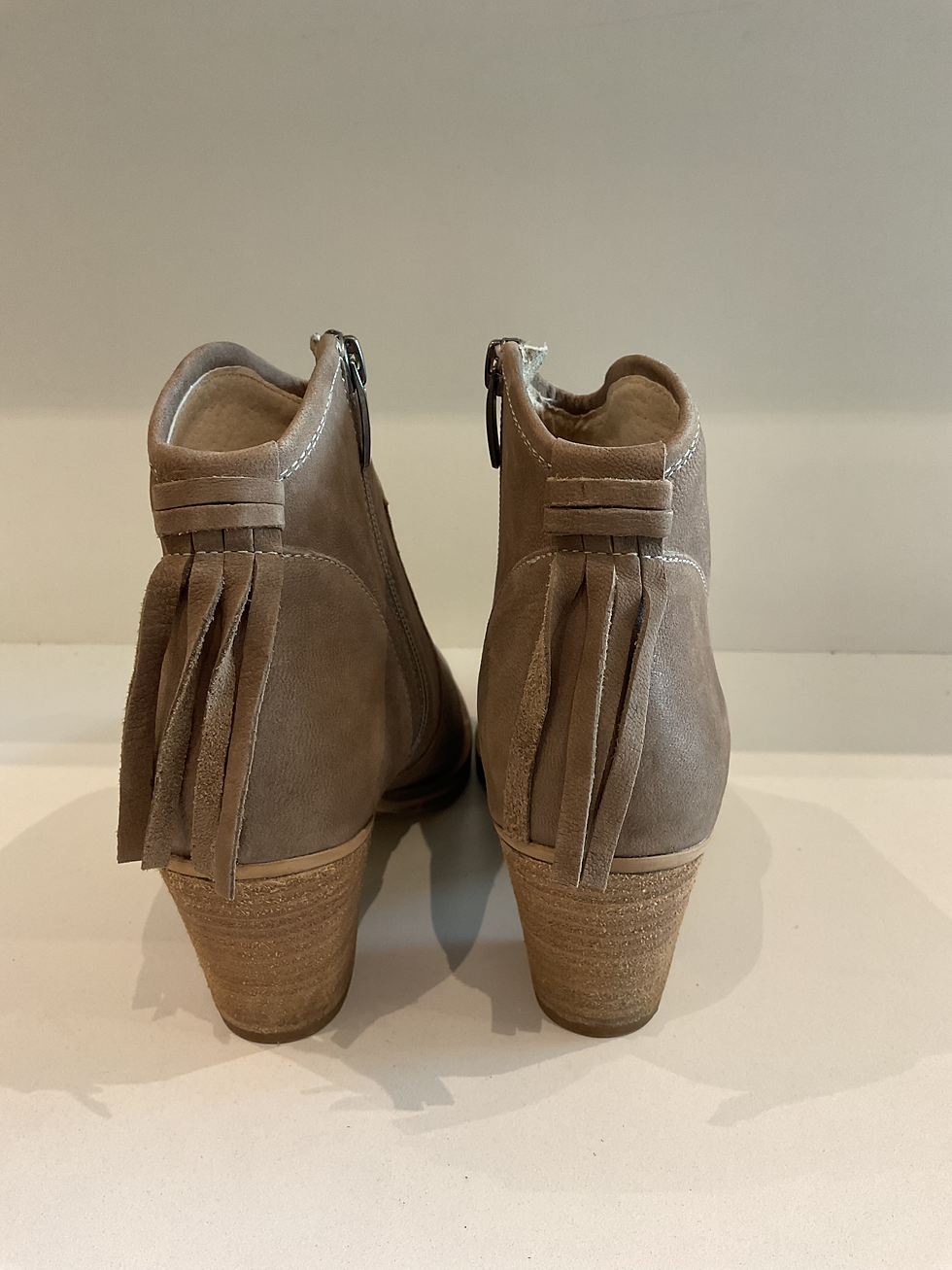 Thumbnail: Mint velvet taupe leather cowboy ankle boots size 4 (37)