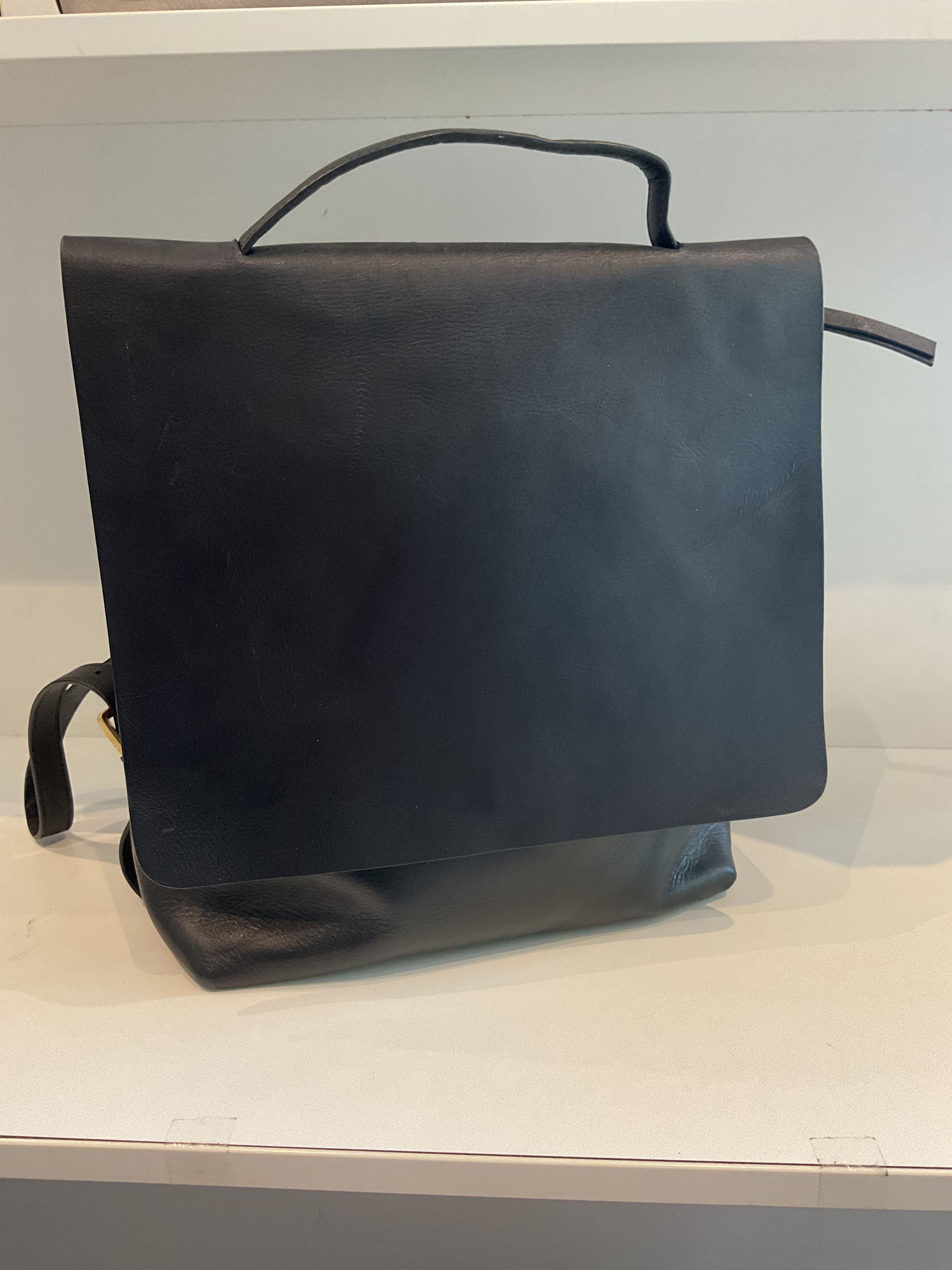 John Lewis black leather backpack 