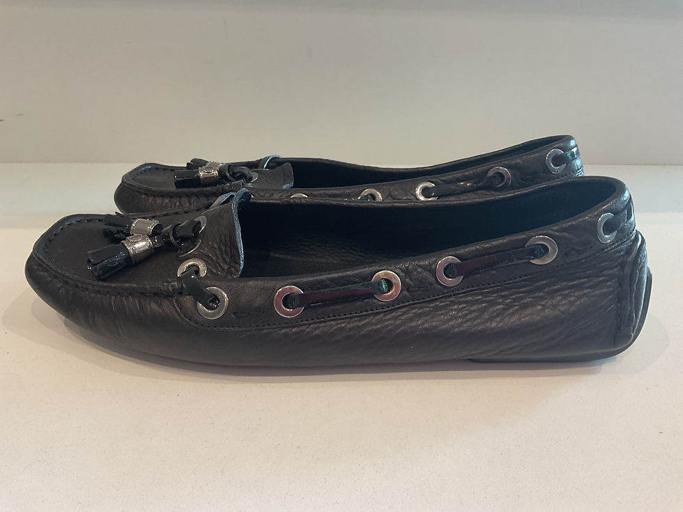 Thumbnail: Christian Dior black leather loafers size 4 (37)