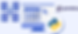 Computer screen with data grid, Python logo, server icons, and pandas text. Blue and gray tones, highlighting data analysis theme.