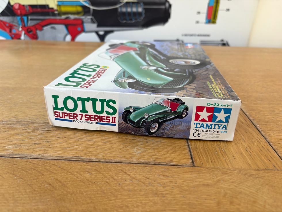 Thumbnail: Tamiya 1/24 scale model kit of the Lotus Super 7 Series II