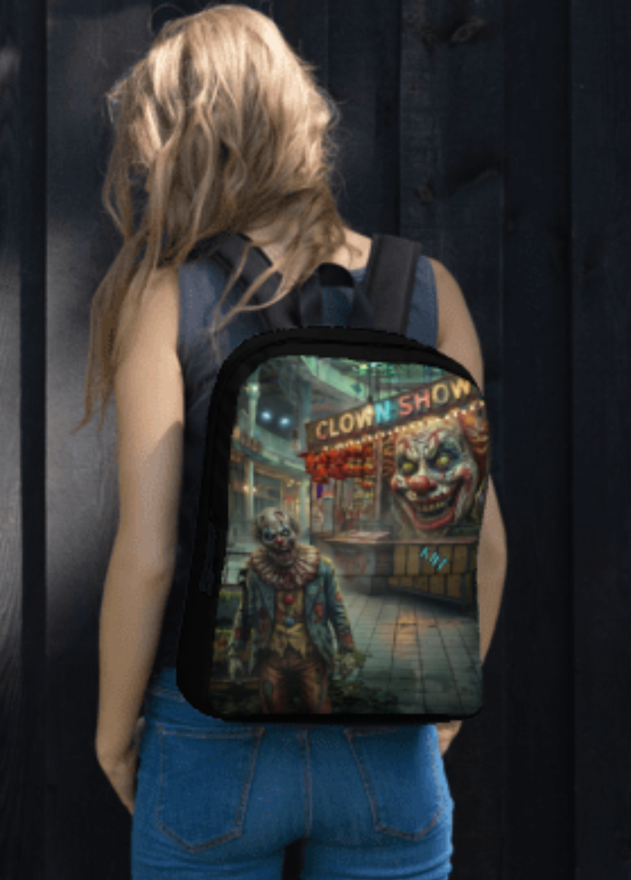 LAUGHING WILDLY 15 L CLOWN SHOW ZOMBIE CLOWN BACKPACK
