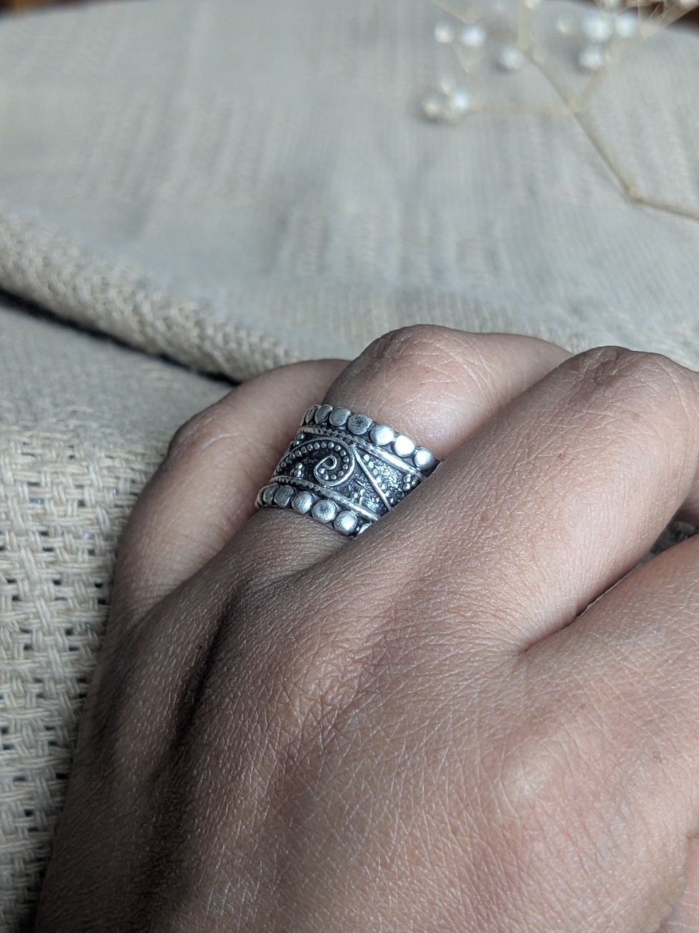 Thumbnail: Mehnoor Ring - 925 Sterling Silver Ring in Oxidised finish.
