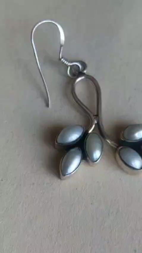 Thumbnail: Sharvani - 925 Sterling Silver Earrings with Fresh Water Pearl.