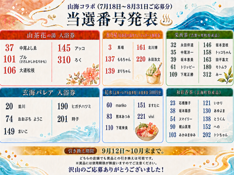 山海周遊企画 当選発表