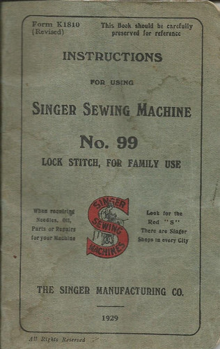 Singer 99 Instruction Book | hsmsupplies.com