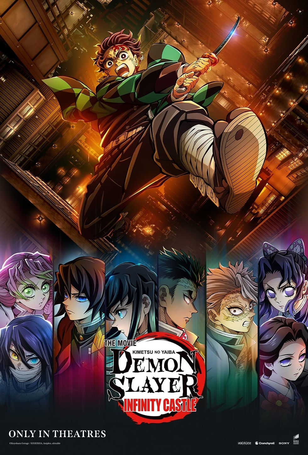 tanjiro et les piliers dans l'affiche officielle du film demon slayer la forteresse infinie