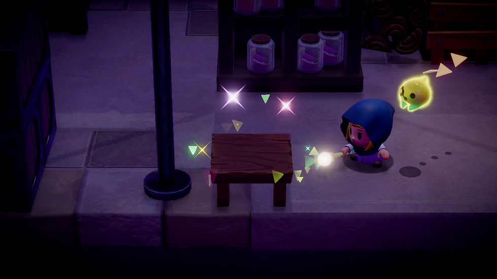 Zelda faisant apparaître une table grâce au pouvoir de l'écho