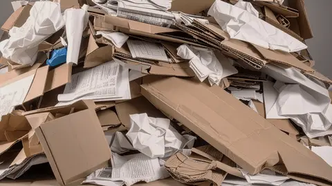 Papier- und Kartonhaufen