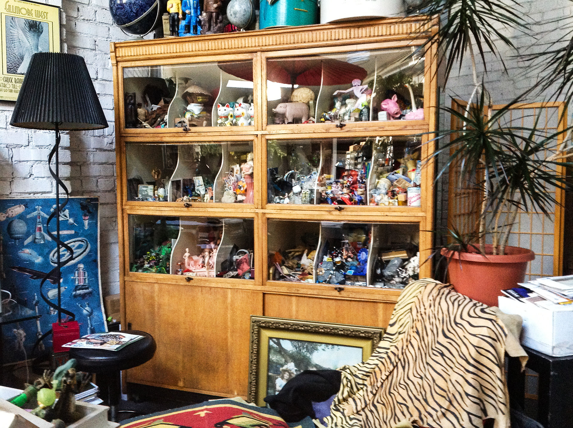 My Giant Old Oak Curiosities Cabinet full of toys and stuff at my studio on York Street